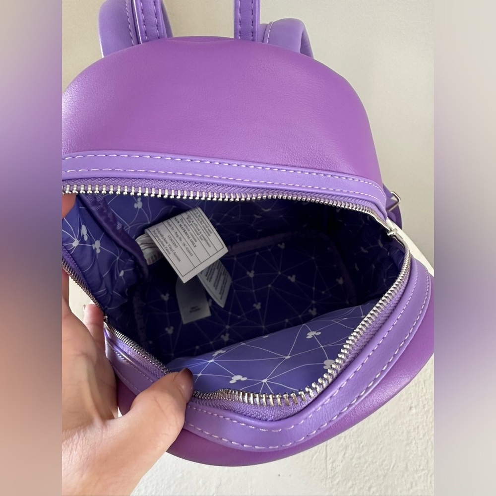 LOUNGEFLY UEC Purple White Abstract Wall Epcot Backpack - Picture 4 of 12